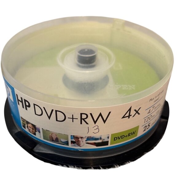 HP DVD+RW 4X 4.7GB 120 Min Rewritable Discs 13 Pack Spindle *13 Discs* - Picture 1 of 4